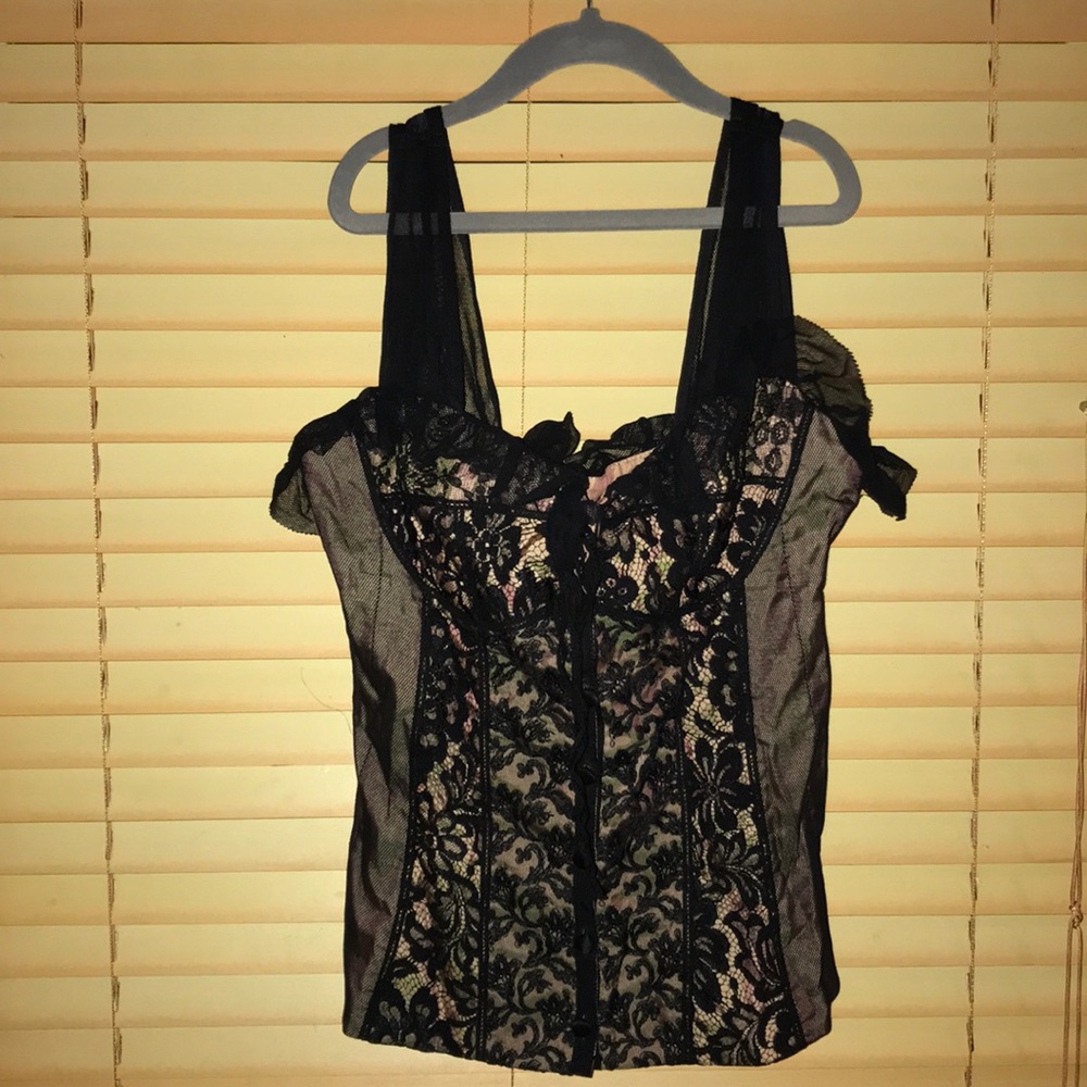 Nanette Lepore corset top with lace detail.